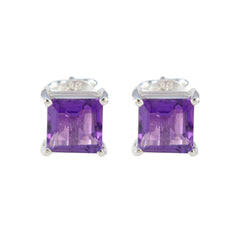 Aiko Purple Solitaire Stud Earrings for Everyday Glam Amethyst Purple Stud