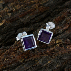 Teresa Purple Solitaire Stud Earrings for Everyday Glam