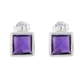 Teresa Purple Solitaire Stud Earrings for Everyday Glam Amethyst Purple Stud