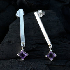 Mila Purple Solitaire Stud Earrings for Everyday Glam