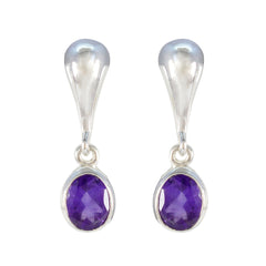 Riley Purple Solitaire Stud Earrings for Everyday Glam Amethyst Purple Stud