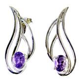 Skylar Purple Solitaire Stud Earrings for Glam Looks Amethyst Purple Stud
