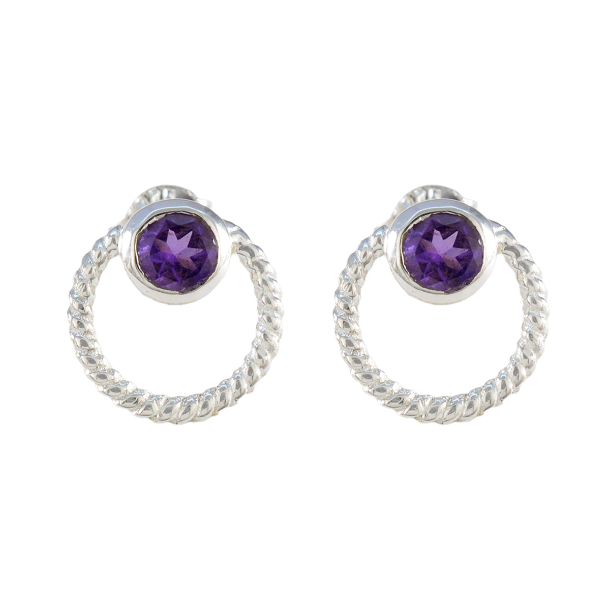 Mei Purple Solitaire Stud Earrings for Everyday Glam Amethyst Purple Stud