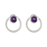 Mei Purple Solitaire Stud Earrings for Everyday Glam Amethyst Purple Stud