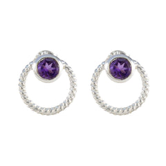 Mei Purple Solitaire Stud Earrings for Everyday Glam Amethyst Purple Stud