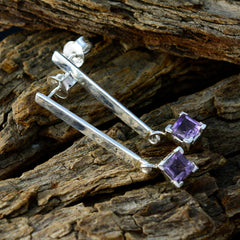 Mila Purple Solitaire Stud Earrings for Everyday Glam