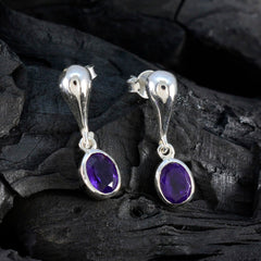Riley Purple Solitaire Stud Earrings for Everyday Glam