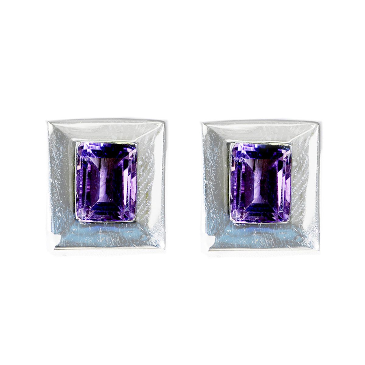 Ayaka Purple Solitaire Stud Earrings for Everyday Glam Amethyst Purple Stud
