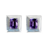 Ayaka Purple Solitaire Stud Earrings for Everyday Glam Amethyst Purple Stud