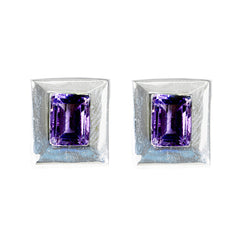 Ayaka Purple Solitaire Stud Earrings for Everyday Glam Amethyst Purple Stud