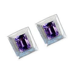 Ayaka Purple Solitaire Stud Earrings for Everyday Glam