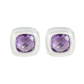 Sofía Purple Solitaire Stud Earrings for Everyday Glam Amethyst Purple Stud