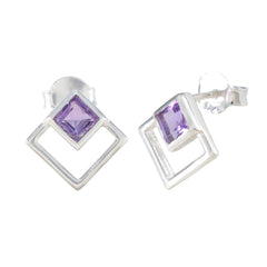 Yuki Purple Solitaire Stud Earrings in Stylish Design