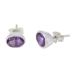 Hina Purple Solitaire Stud Earrings for Everyday Glam
