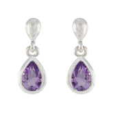 Yasmin Purple Solitaire Stud Earrings for Fashion Lovers Amethyst Purple Stud
