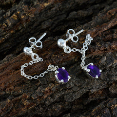 Evelyn Purple Solitaire Stud Earrings for Everyday Glam