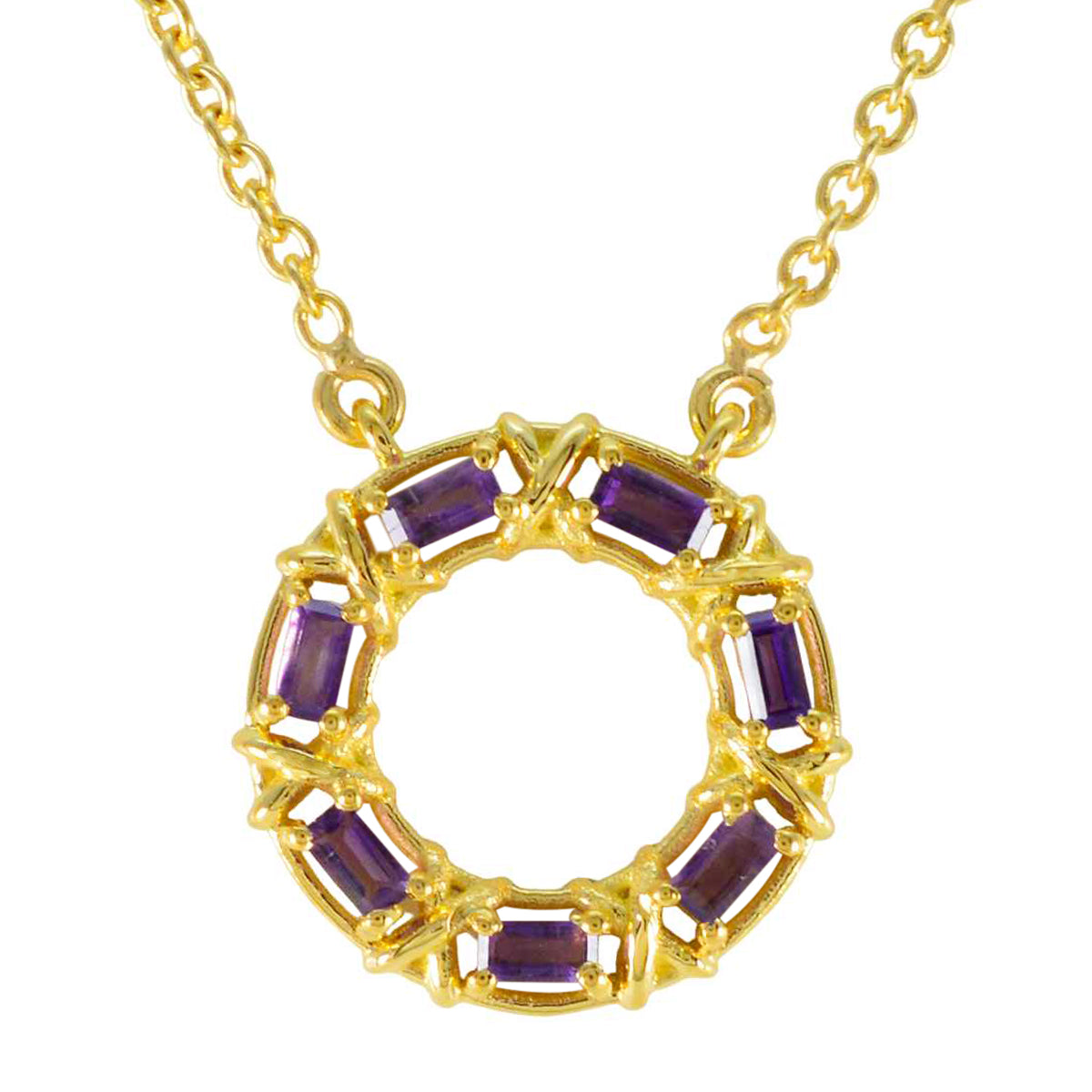 Yasmine Purple Statement Pendant Necklace - Glam & Chic Amethyst Purple Purple