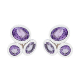 Min-seo Purple Stud Earrings for Everyday Glam Amethyst Purple Stud