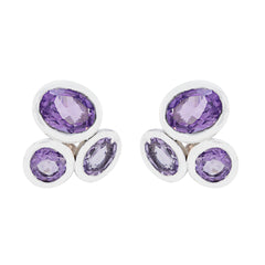 Min-seo Purple Stud Earrings for Everyday Glam Amethyst Purple Stud