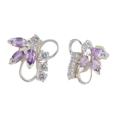 Isabella Purple Stud Earrings with Gemstone Accent