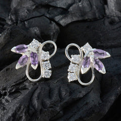Isabella Purple Stud Earrings with Gemstone Accent