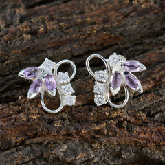 Isabella Purple Stud Earrings with Gemstone Accent