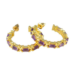 Aaliyah Purple Stud Earrings with Gold Detailing