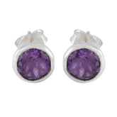 Mei Purple Stud Earrings India - Glam Everyday Jewelry Amethyst Purple Stud
