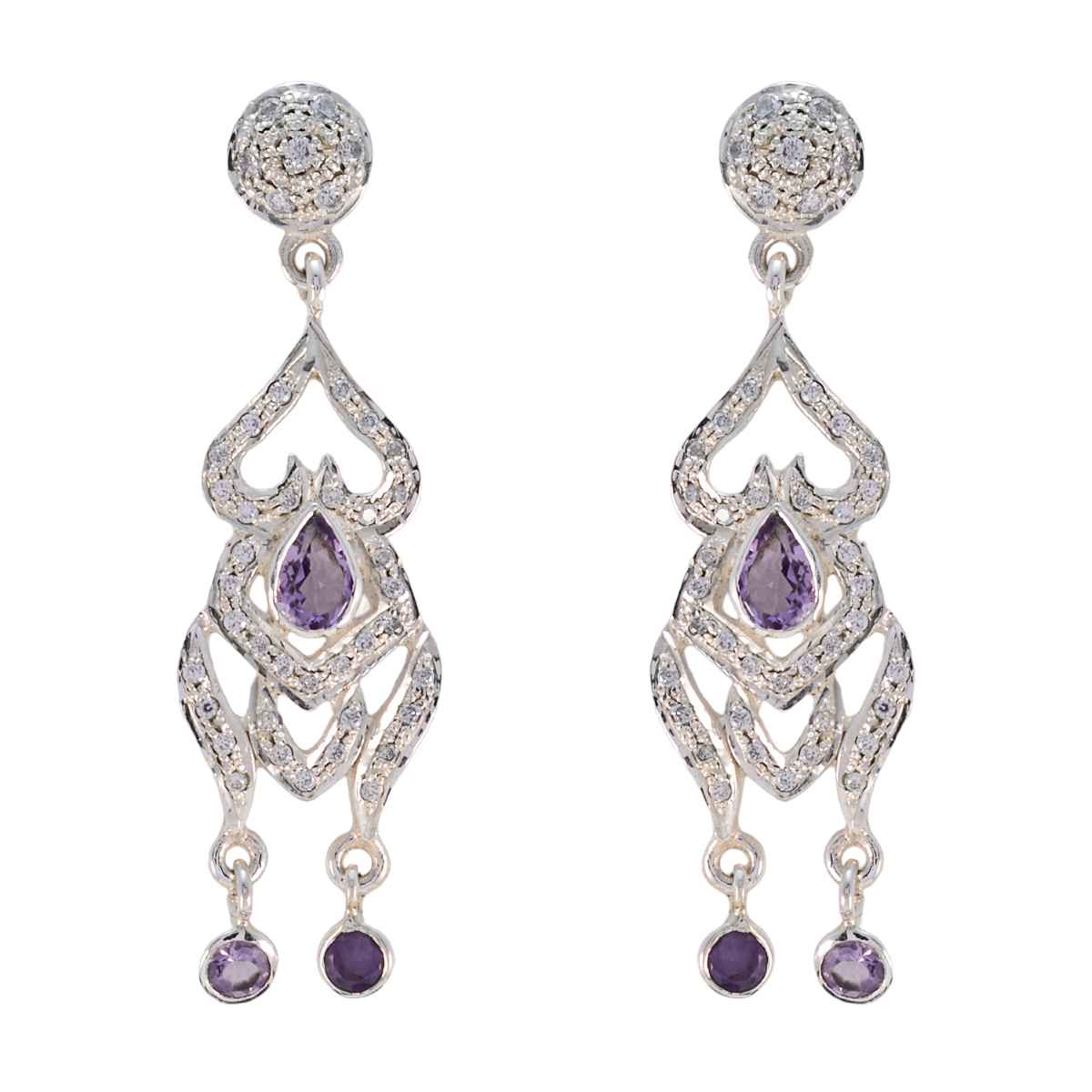 Putri Purple Stud Earrings India | Elegant Fashion Jewelry Amethyst Purple Stud
