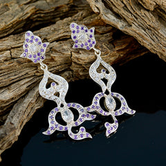 Saanvi Purple Stud Earrings India - Elegant Gemstone Design