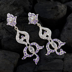 Saanvi Purple Stud Earrings India - Elegant Gemstone Design