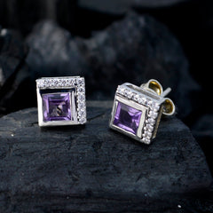 Lorena Purple Stud Earrings for Vibrant Fashion