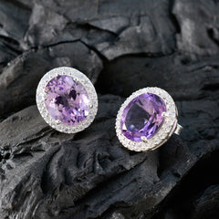 Renata Purple Stud Earrings with Sparkling Design