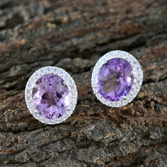 Renata Purple Stud Earrings with Sparkling Design