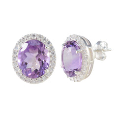 Renata Purple Stud Earrings with Sparkling Design