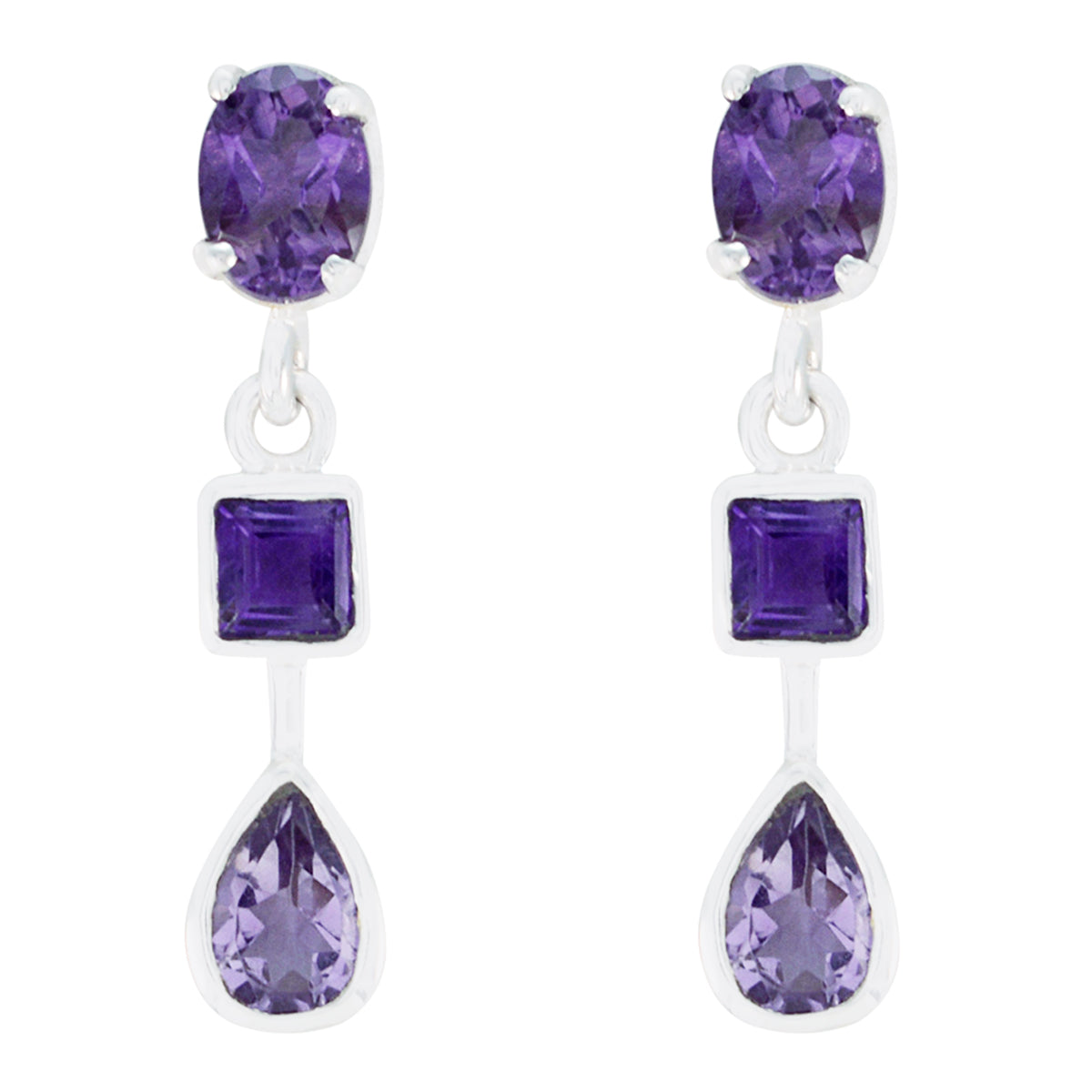 Leah Purple Stud Earrings for Stylish Everyday Wear Amethyst Purple Stud