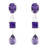 Leah Purple Stud Earrings for Stylish Everyday Wear Amethyst Purple Stud