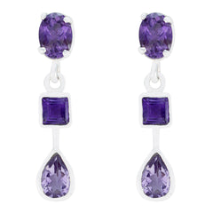 Leah Purple Stud Earrings for Stylish Everyday Wear Amethyst Purple Stud
