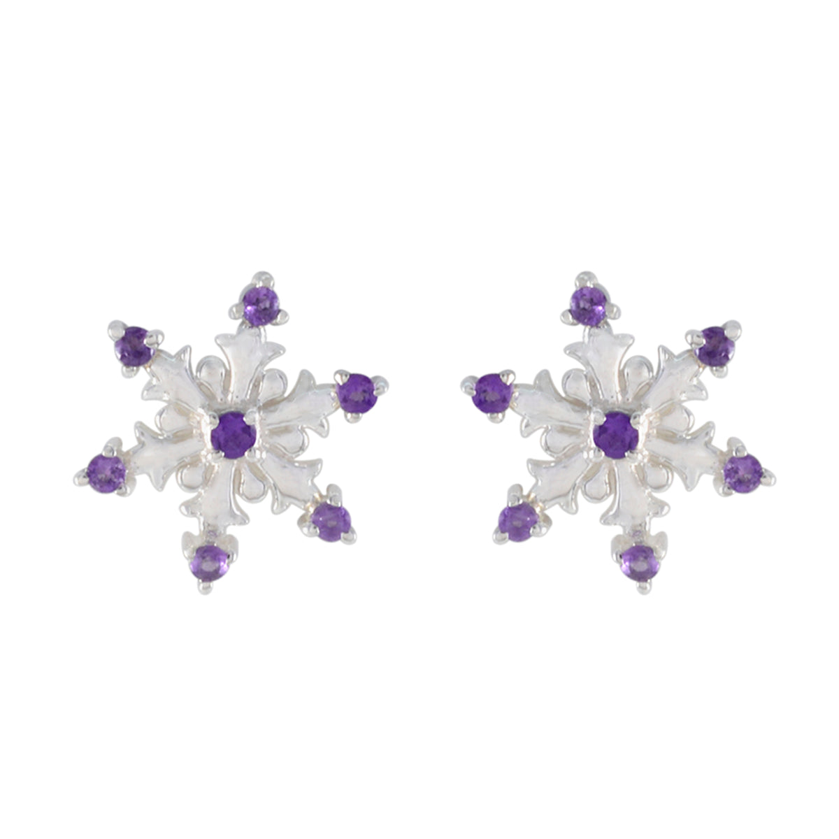 Isabelle Purple Stud Earrings in Floral Design Amethyst Purple Stud