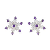 Isabelle Purple Stud Earrings in Floral Design Amethyst Purple Stud
