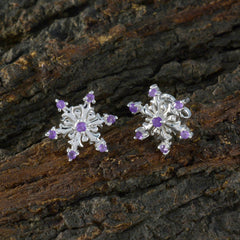 Isabelle Purple Stud Earrings in Floral Design
