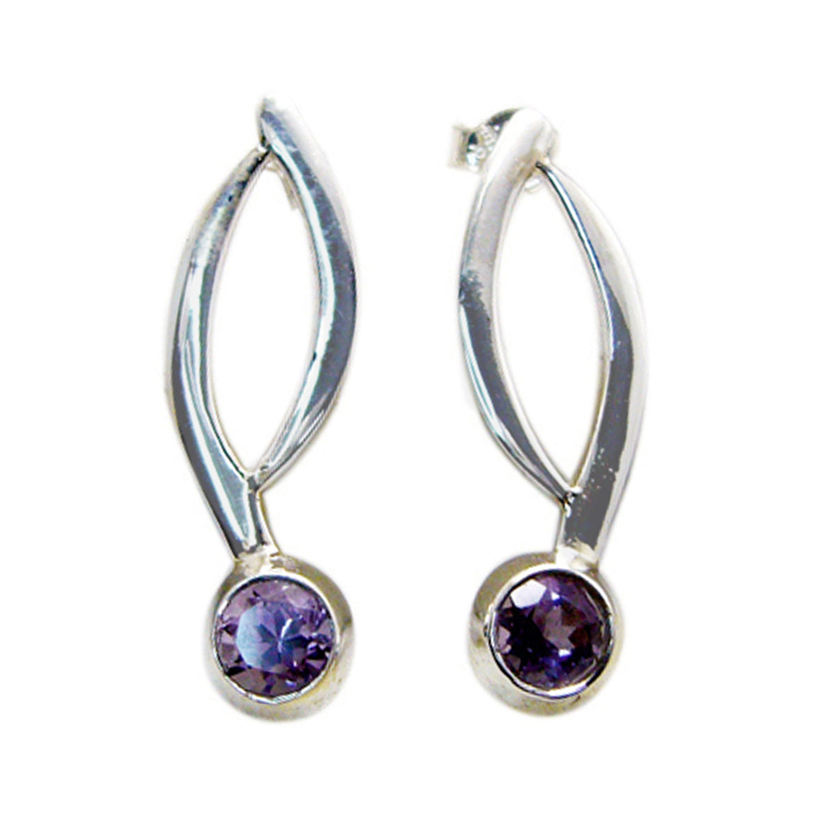 Camila Purple Stud Earrings in Elegant Silver Design Amethyst Purple Stud