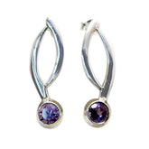 Camila Purple Stud Earrings in Elegant Silver Design Amethyst Purple Stud