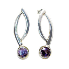 Camila Purple Stud Earrings in Elegant Silver Design Amethyst Purple Stud