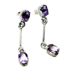 Noelia Purple Stud Earrings - Elegant Gemstone Jewelry