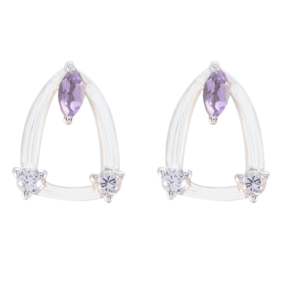 Nari Purple Stud Earrings for Glamorous Style Amethyst Purple Stud