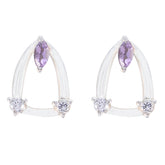 Nari Purple Stud Earrings for Glamorous Style Amethyst Purple Stud