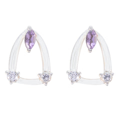 Nari Purple Stud Earrings for Glamorous Style Amethyst Purple Stud