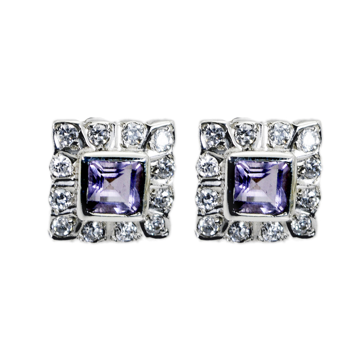 Isadora Purple Stud Earrings with Sparkling Accents Amethyst Purple Stud