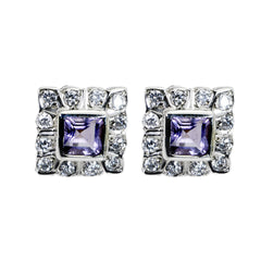 Isadora Purple Stud Earrings with Sparkling Accents Amethyst Purple Stud
